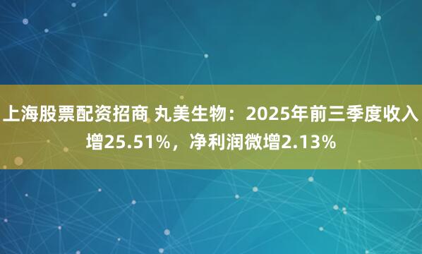 上海股票配资招商 丸美生物:2025年前三季度收入增25.51%,净利润微增2.13%